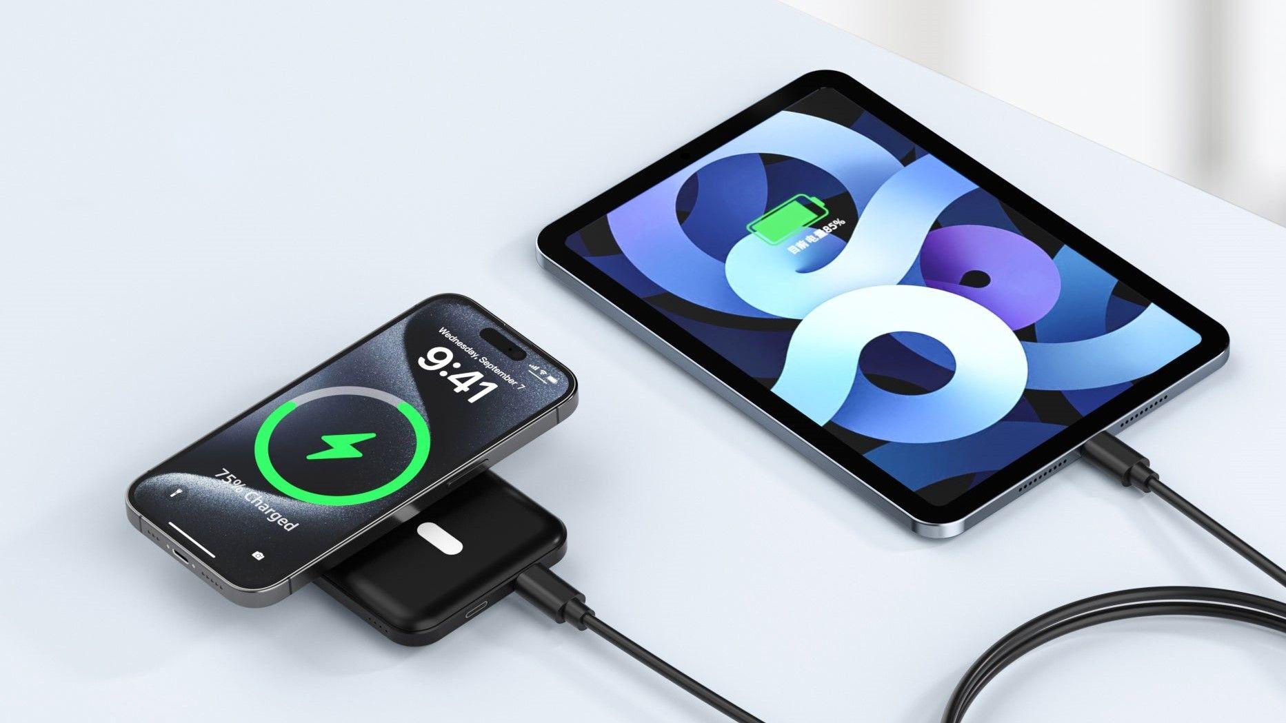 podoru 5000mAh MagSafe portable charger – affordable magnetic power bank with PD fast charging for iPhone users.